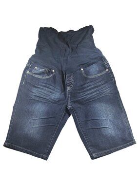 Bella Vida Maternity Denim Bermuda Shorts With Embellished Pockets Size L